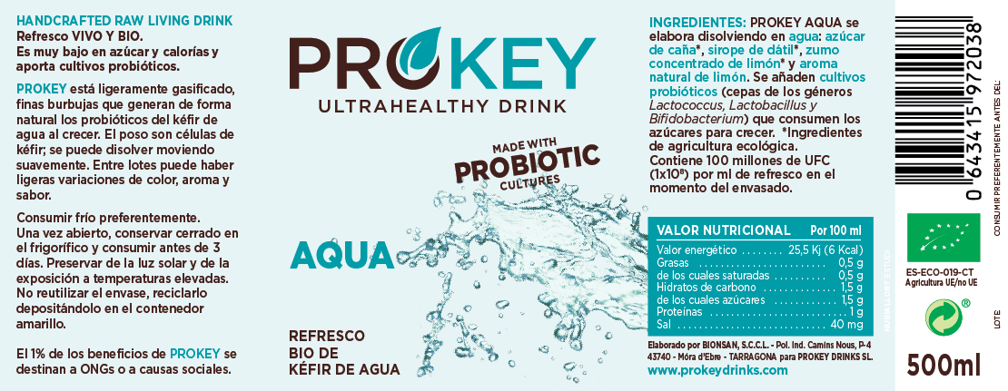 etiqueta nutricional prokey bebida probiótico