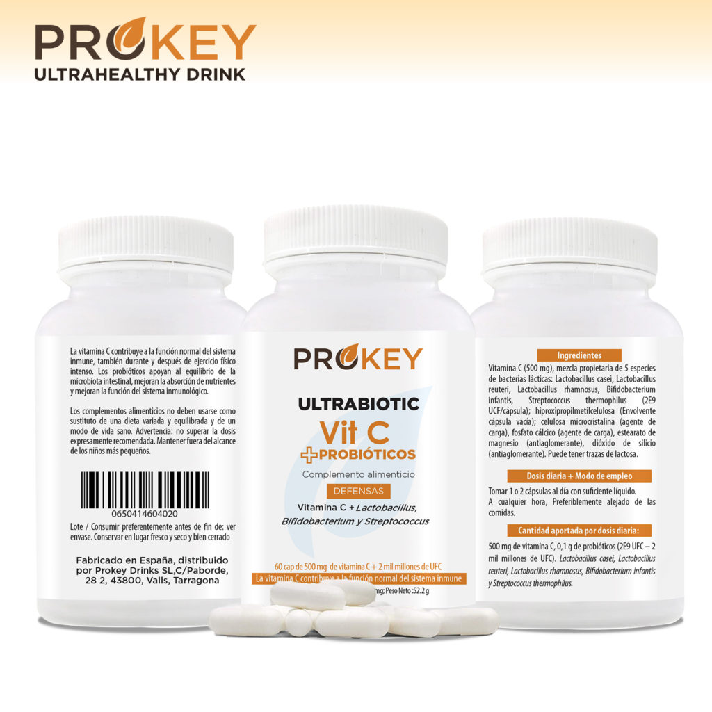 Probiotics and Vitamin C. ULTRABIOTIC 60 capsules of 870 mg