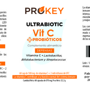ULTRABIOTIC VIT C + probiotics, 60 capsules of 870 mg